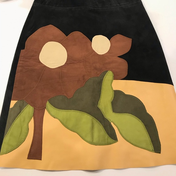 🍃Vintage 60’s70’s Patchwork Suede/Leather Skirt🍃 - Picture 6 of 8